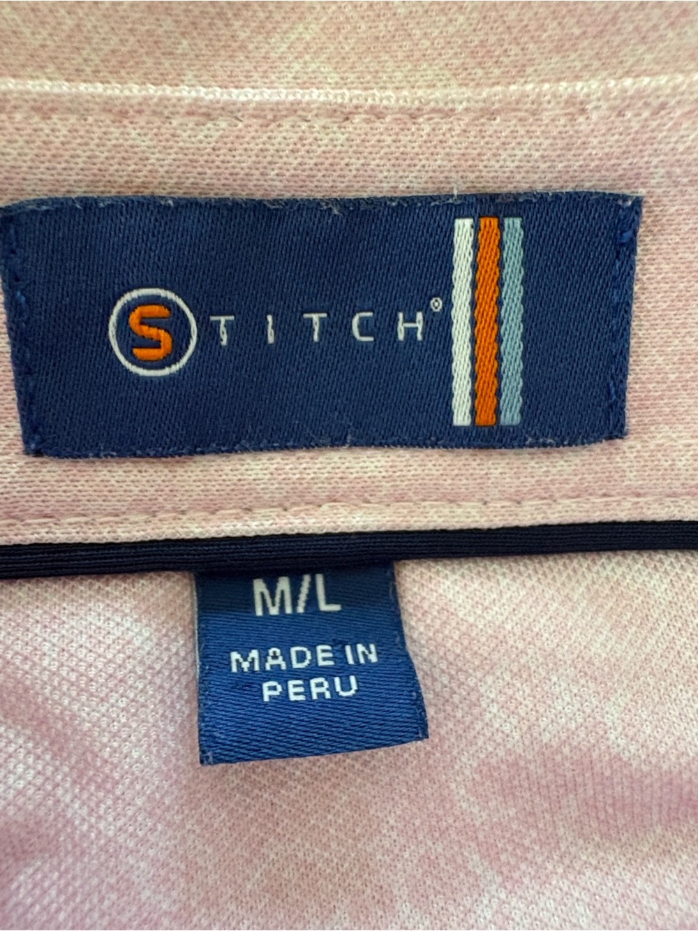 STITCH Golf Pink Geometric Performance Polo Men’s M/L - like new